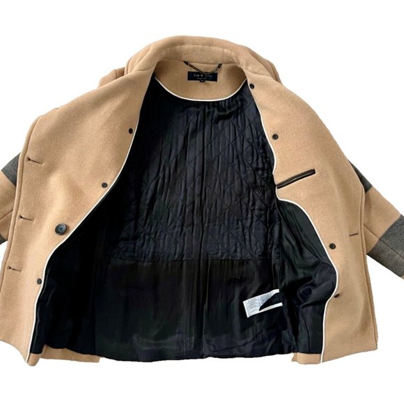 Rag & Bone New York Skye Stripe Camel Peacoat Jacket ( 00 / XS ) - Picture 8 of 12